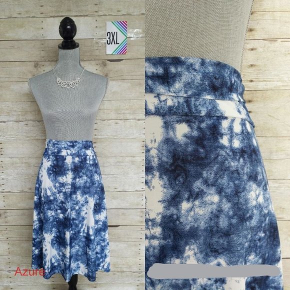 LuLaRoe Azure Skirt (or top) 3XL - Tie Dye-like Blue &White Print - Picture 1 of 1